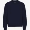 Übergroßes Rundhals-Shirt aus Merinowolle – Marineblau