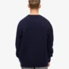 Übergroßes Rundhals-Shirt aus Merinowolle – Marineblau