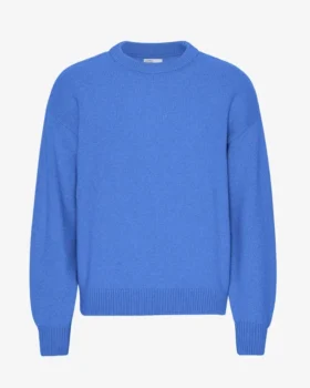 Übergroßes Rundhals-Shirt aus Merinowolle – Pazifikblau
