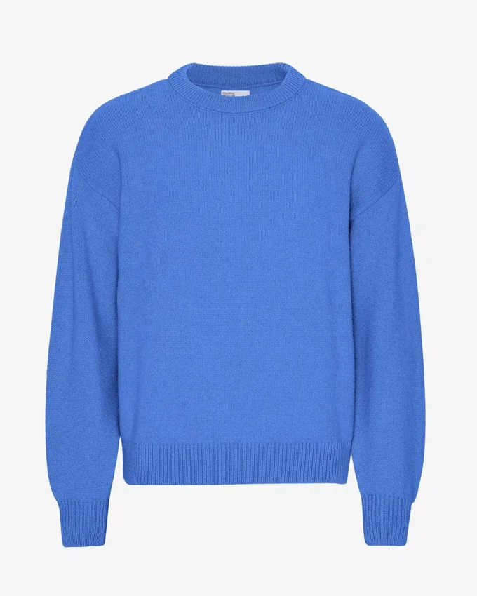 Übergroßes Rundhals-Shirt aus Merinowolle – Pazifikblau