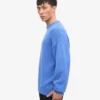 Übergroßes Rundhals-Shirt aus Merinowolle – Pazifikblau