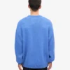 Übergroßes Rundhals-Shirt aus Merinowolle – Pazifikblau