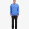 Übergroßes Rundhals-Shirt aus Merinowolle – Pazifikblau