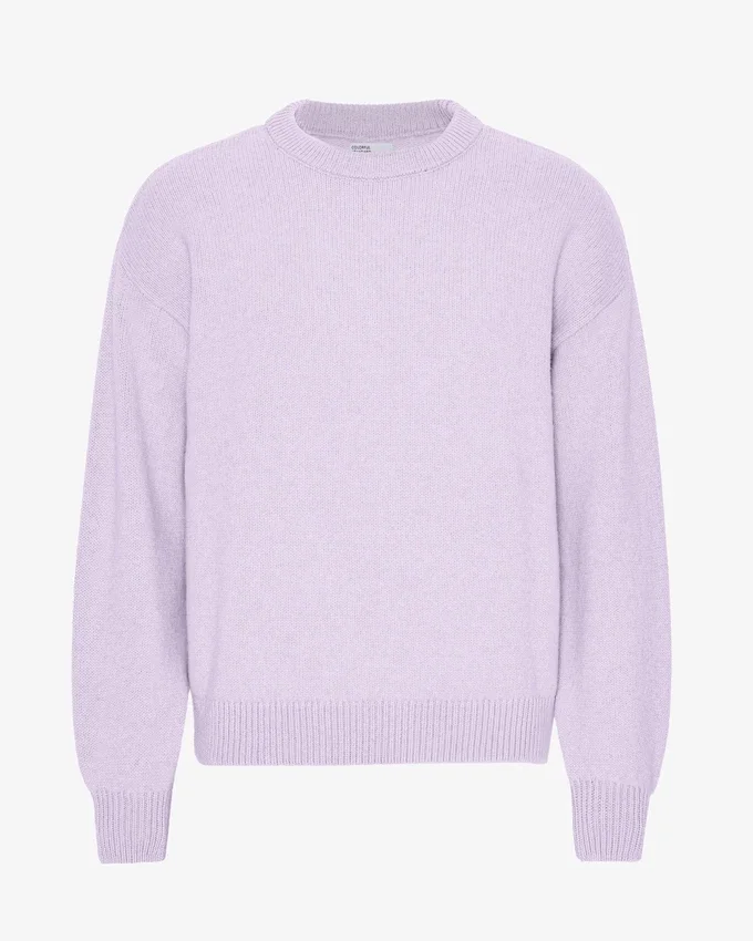 Übergroßes Rundhals-Shirt aus Merinowolle – zartes Lavendel