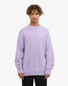 Übergroßes Rundhals-Shirt aus Merinowolle – zartes Lavendel
