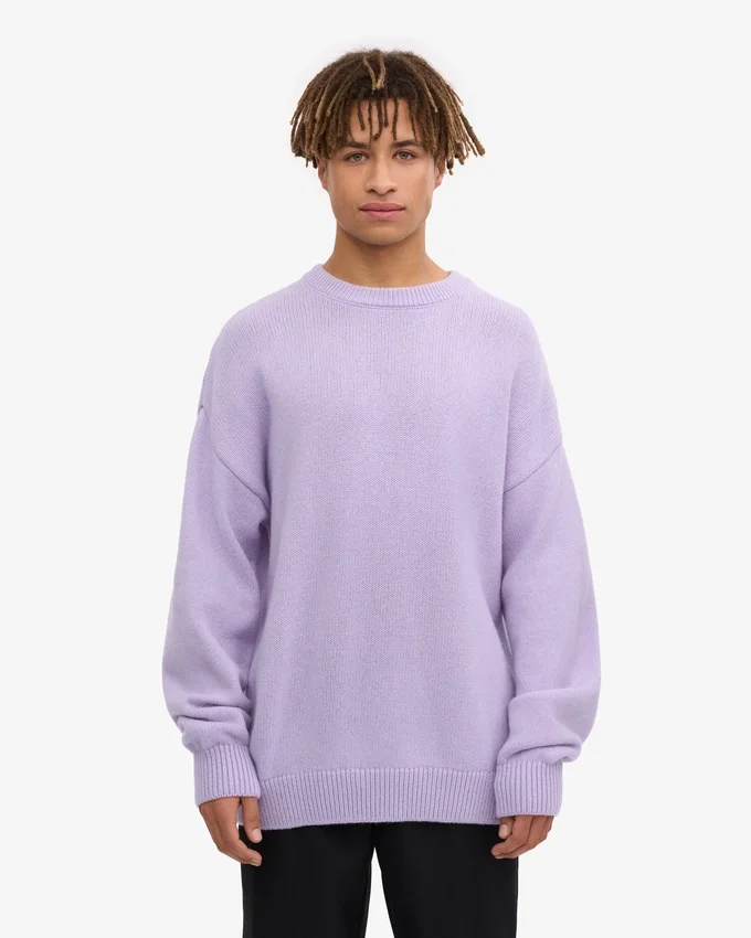 Übergroßes Rundhals-Shirt aus Merinowolle – zartes Lavendel