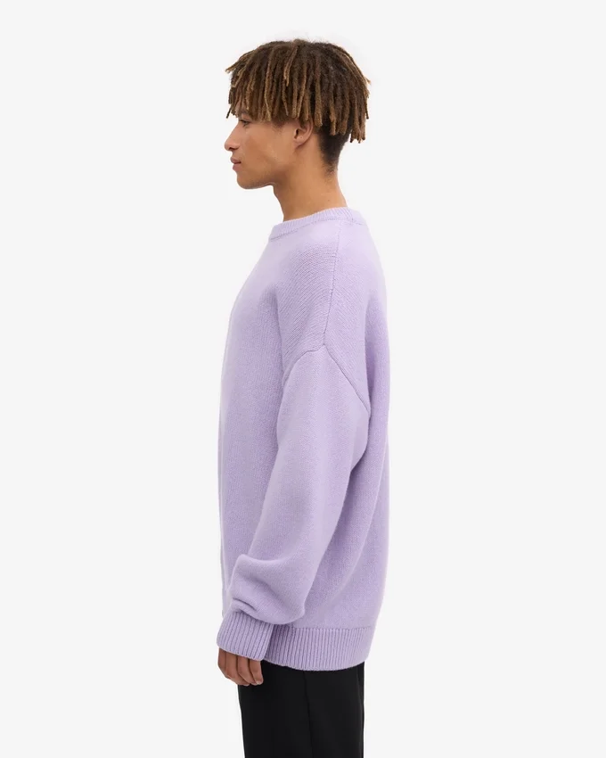 Übergroßes Rundhals-Shirt aus Merinowolle – zartes Lavendel
