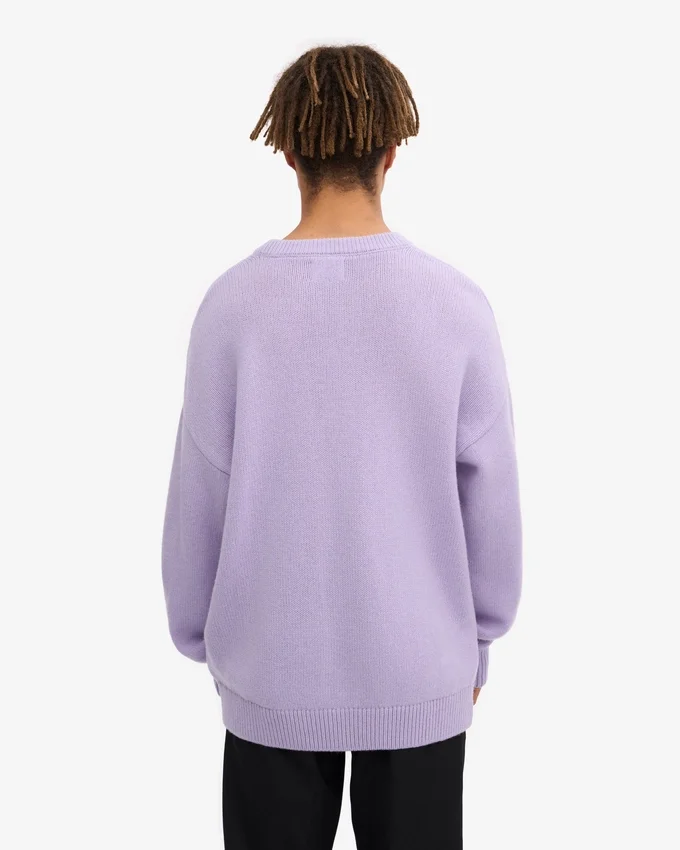 Übergroßes Rundhals-Shirt aus Merinowolle – zartes Lavendel
