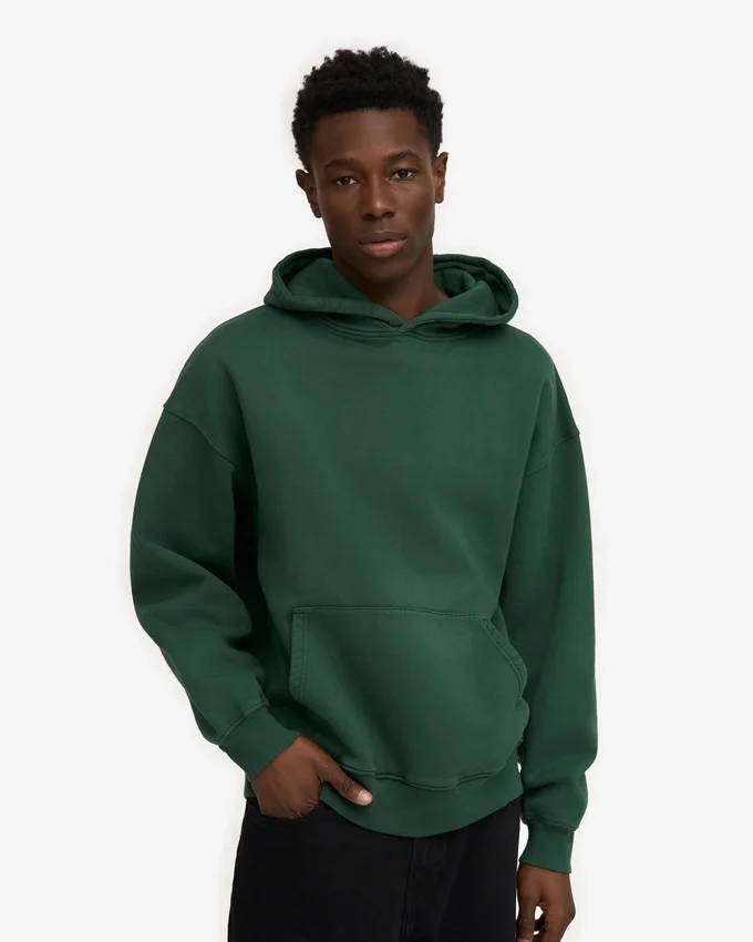 Übergrößen-Kapuzenpullover aus Bio-Baumwolle – Smaragdgrün