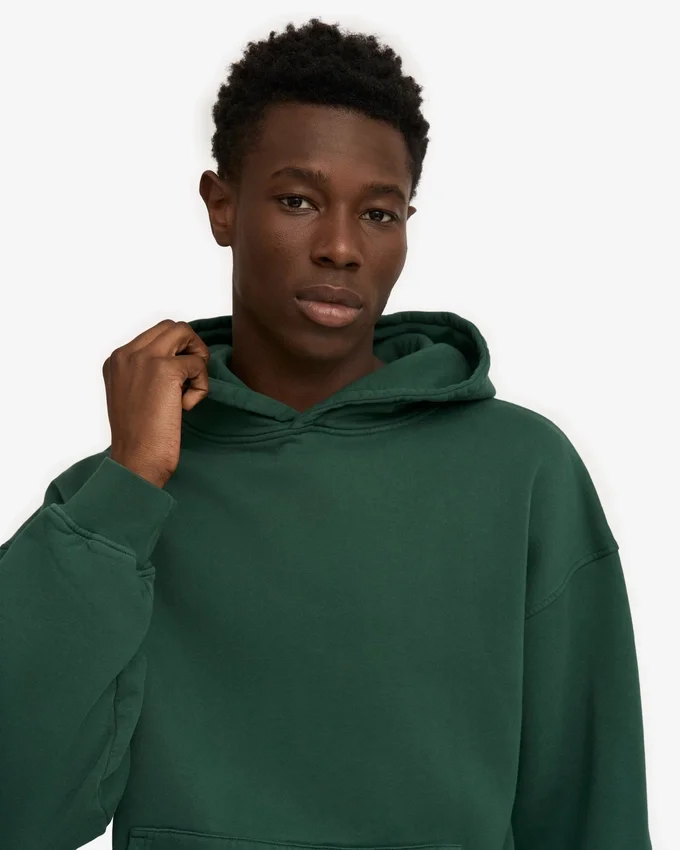 Übergrößen-Kapuzenpullover aus Bio-Baumwolle – Smaragdgrün