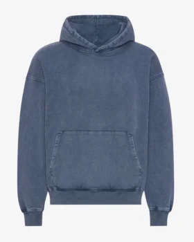 Übergrößen-Kapuzenpullover aus Bio-Merinowolle – Neptunblau