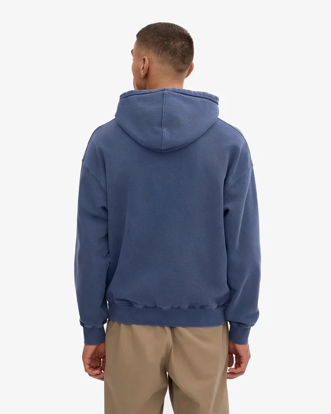 Übergrößen-Kapuzenpullover aus Bio-Merinowolle – Neptunblau