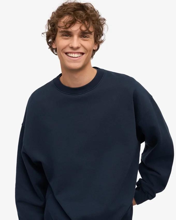 Übergrößen-Rundhals-Shirt aus Bio-Baumwolle – Marineblau
