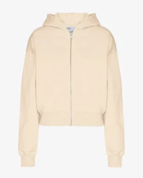 Bio-Crop-Kapuzenjacke mit Reißverschluss – Elfenbeinweiß