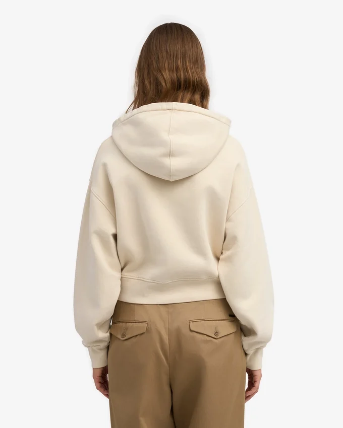 Bio-Crop-Kapuzenjacke mit Reißverschluss – Elfenbeinweiß