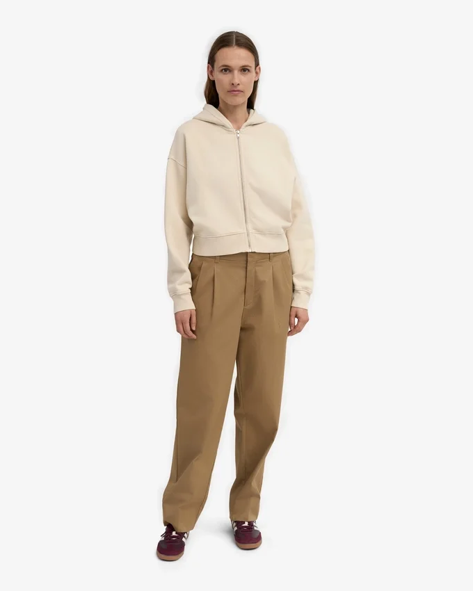 Bio-Crop-Kapuzenjacke mit Reißverschluss – Elfenbeinweiß