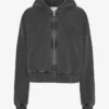 Bio-Crop-Kapuzenjacke mit Reißverschluss – Faded Black
