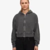 Bio-Crop-Kapuzenjacke mit Reißverschluss – Faded Black