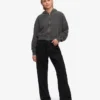 Bio-Crop-Kapuzenjacke mit Reißverschluss – Faded Black