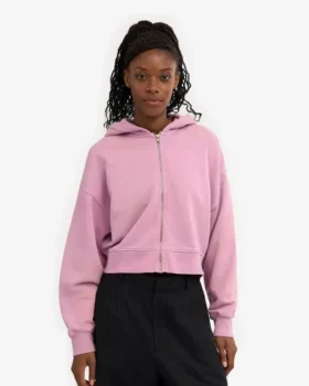 Bio-Crop-Kapuzenjacke mit Reißverschluss – Kirschblüte