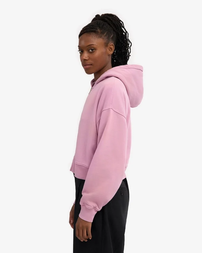 Bio-Crop-Kapuzenjacke mit Reißverschluss – Kirschblüte