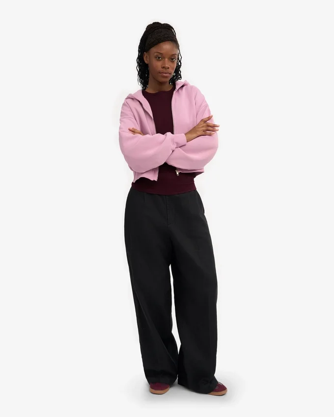 Bio-Crop-Kapuzenjacke mit Reißverschluss – Kirschblüte