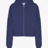 Bio-Crop-Kapuzenjacke mit Reißverschluss – Marineblau