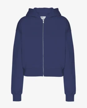 Bio-Crop-Kapuzenjacke mit Reißverschluss – Marineblau