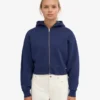 Bio-Crop-Kapuzenjacke mit Reißverschluss – Marineblau
