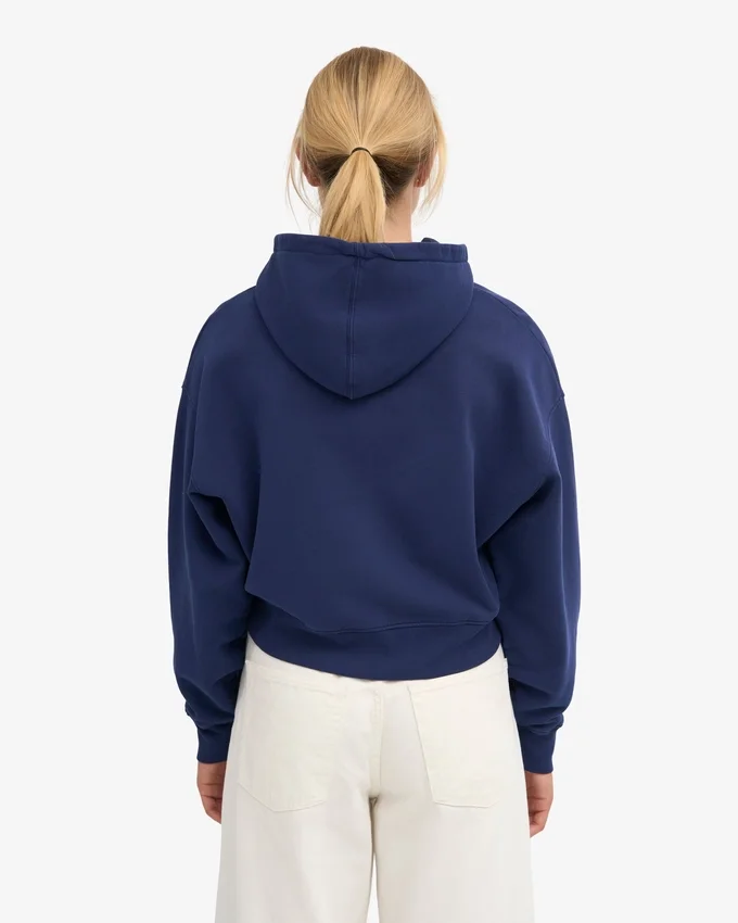Bio-Crop-Kapuzenjacke mit Reißverschluss – Marineblau