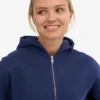 Bio-Crop-Kapuzenjacke mit Reißverschluss – Marineblau
