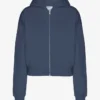 Bio-Crop-Kapuzenjacke mit Reißverschluss – Petrolblau