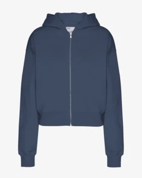 Bio-Crop-Kapuzenjacke mit Reißverschluss – Petrolblau