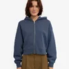 Bio-Crop-Kapuzenjacke mit Reißverschluss – Petrolblau