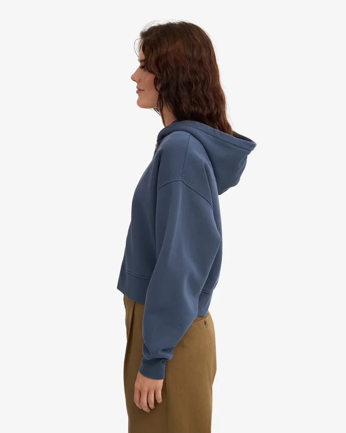 Bio-Crop-Kapuzenjacke mit Reißverschluss – Petrolblau