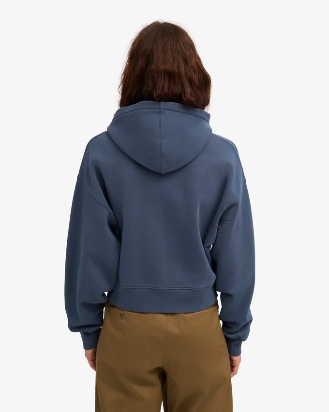 Bio-Crop-Kapuzenjacke mit Reißverschluss – Petrolblau