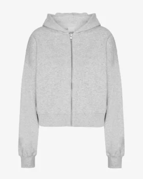 Bio-Crop-Kapuzenjacke mit Reißverschluss – Schneemelange
