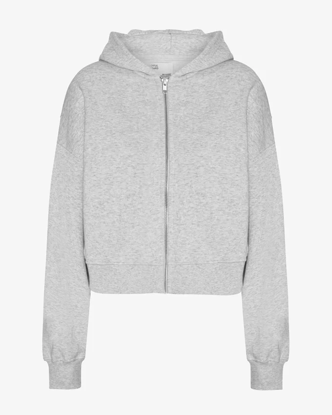 Bio-Crop-Kapuzenjacke mit Reißverschluss – Schneemelange