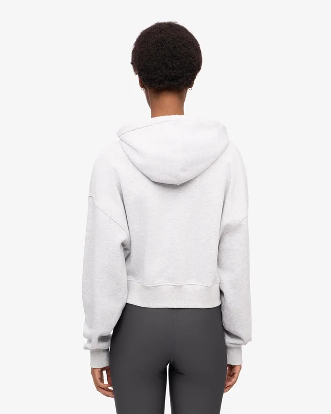 Bio-Crop-Kapuzenjacke mit Reißverschluss – Schneemelange