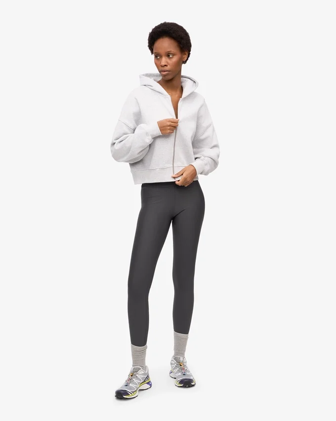 Bio-Crop-Kapuzenjacke mit Reißverschluss – Schneemelange