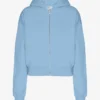 Bio-Crop-Kapuzenjacke mit Reißverschluss – Seeblau