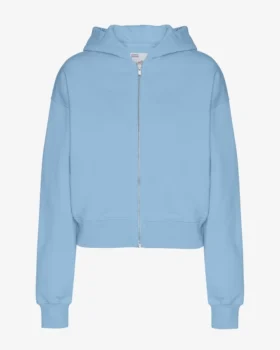 Bio-Crop-Kapuzenjacke mit Reißverschluss – Seeblau