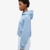 Bio-Crop-Kapuzenjacke mit Reißverschluss – Seeblau
