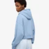 Bio-Crop-Kapuzenjacke mit Reißverschluss – Seeblau