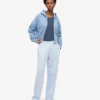 Bio-Crop-Kapuzenjacke mit Reißverschluss – Seeblau