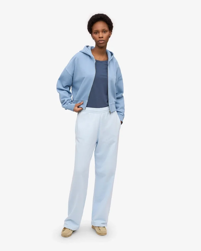 Bio-Crop-Kapuzenjacke mit Reißverschluss – Seeblau