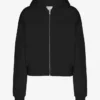 Bio-Crop-Kapuzenjacke mit Reißverschluss – Tiefschwarz