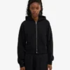 Bio-Crop-Kapuzenjacke mit Reißverschluss – Tiefschwarz