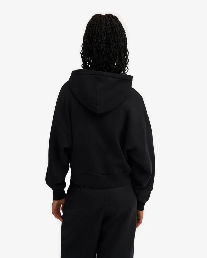 Bio-Crop-Kapuzenjacke mit Reißverschluss – Tiefschwarz