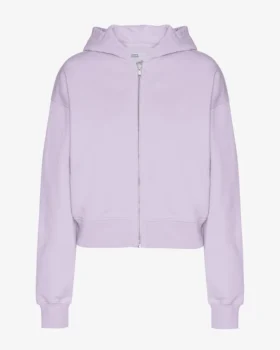 Bio-Crop-Kapuzenjacke mit Reißverschluss – Zartes Lavendel